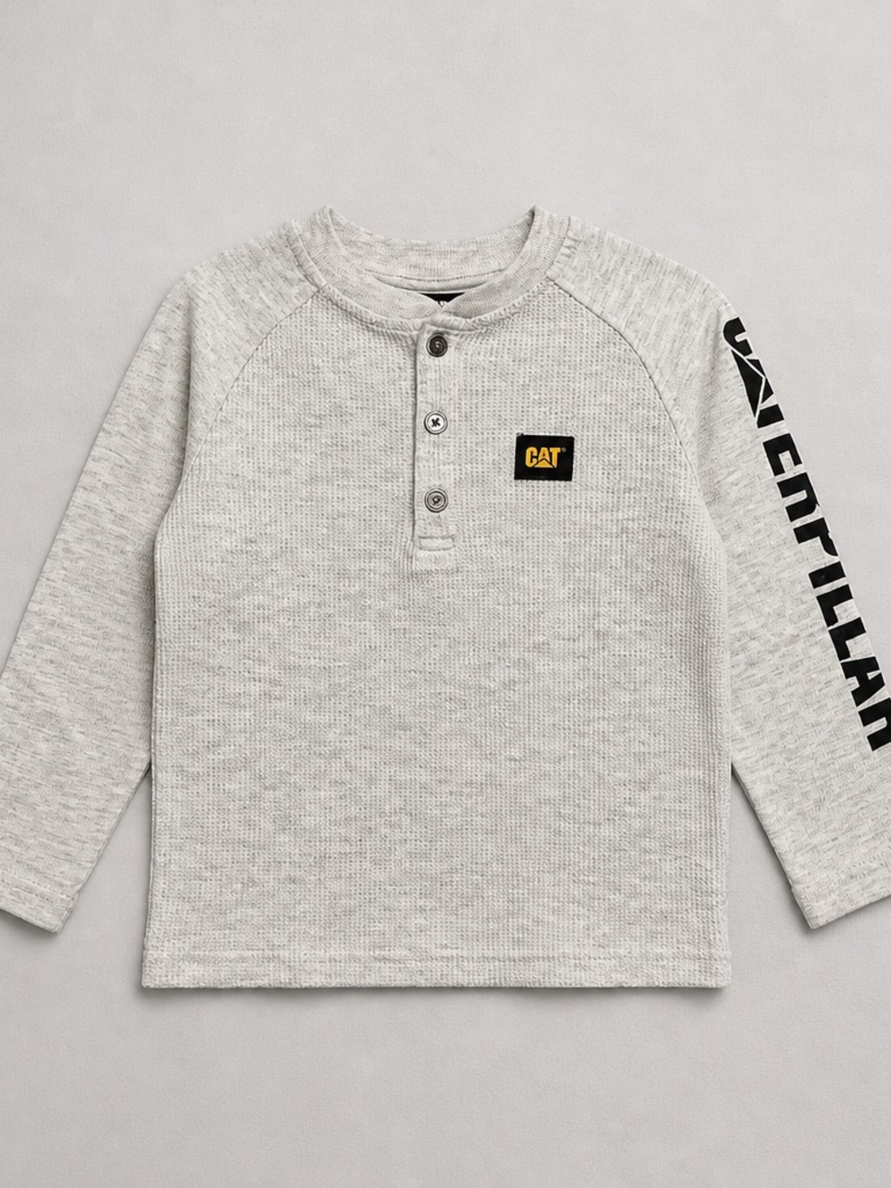 Caterpillar Kids' Long-Sleeve Henley Shirt - Light Gray size 4T